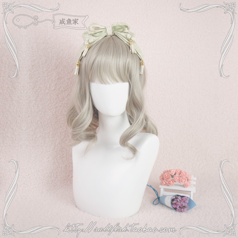 LOL-135 wig rambut palsu daily lolita korea jepang kpop cosplay pastel gray linen pendek bob