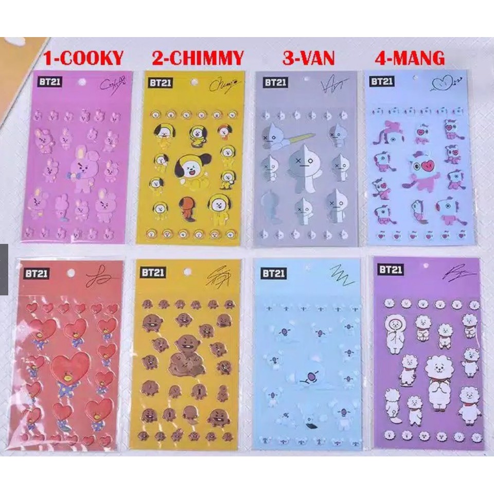 

Sticker BTS BT21 / Stiker Timbul Karakter BTS / Stiker Bubble Kpop Korean Style Bt21