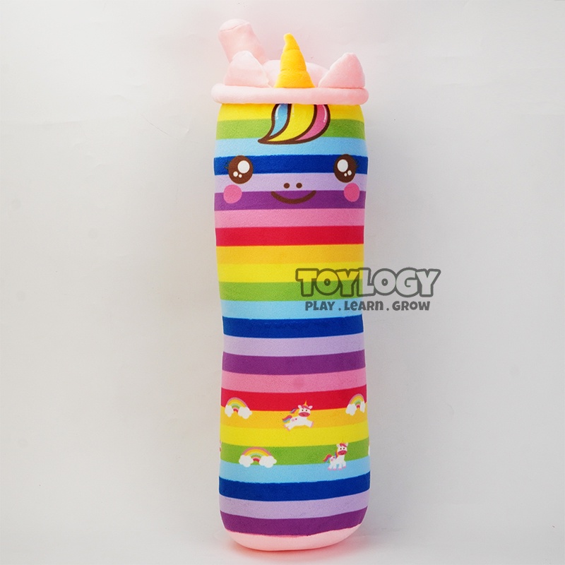 Bantal Guling Anak Boba Minuman Milk Tea Brown Sugar Rainbow Pelangi Pop It Warna Warni