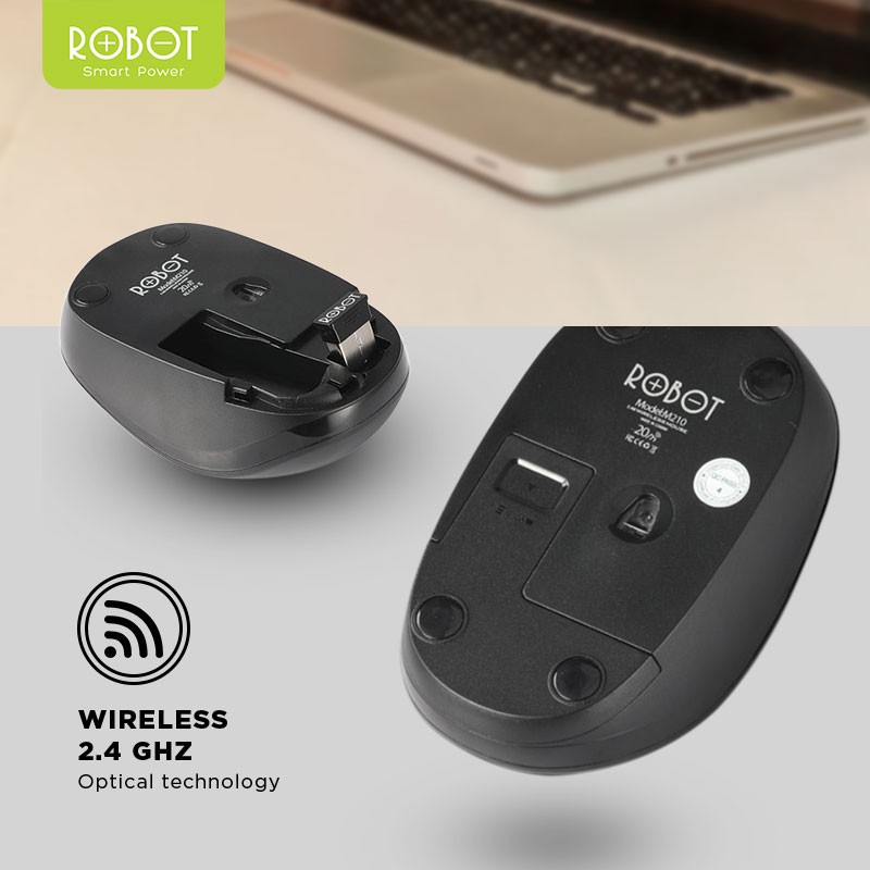 Mouse Wireless ROBOT M210 2.4G Optical USB Bluetooth Garansi 1 Tahun-3