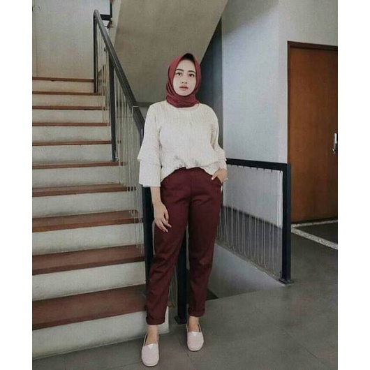 BAGGY PANTS  WANITA PREMIUM/ CELANA BAGGY STIK BALIK / CELANA KERJA