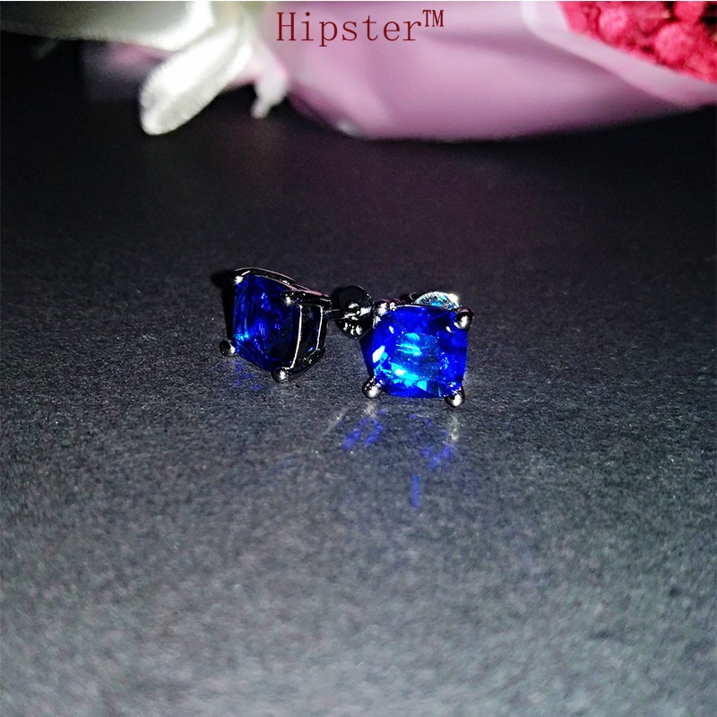 Popular Sapphire Fashion Starry Sky Blue Colorful Crystals Ear Studs