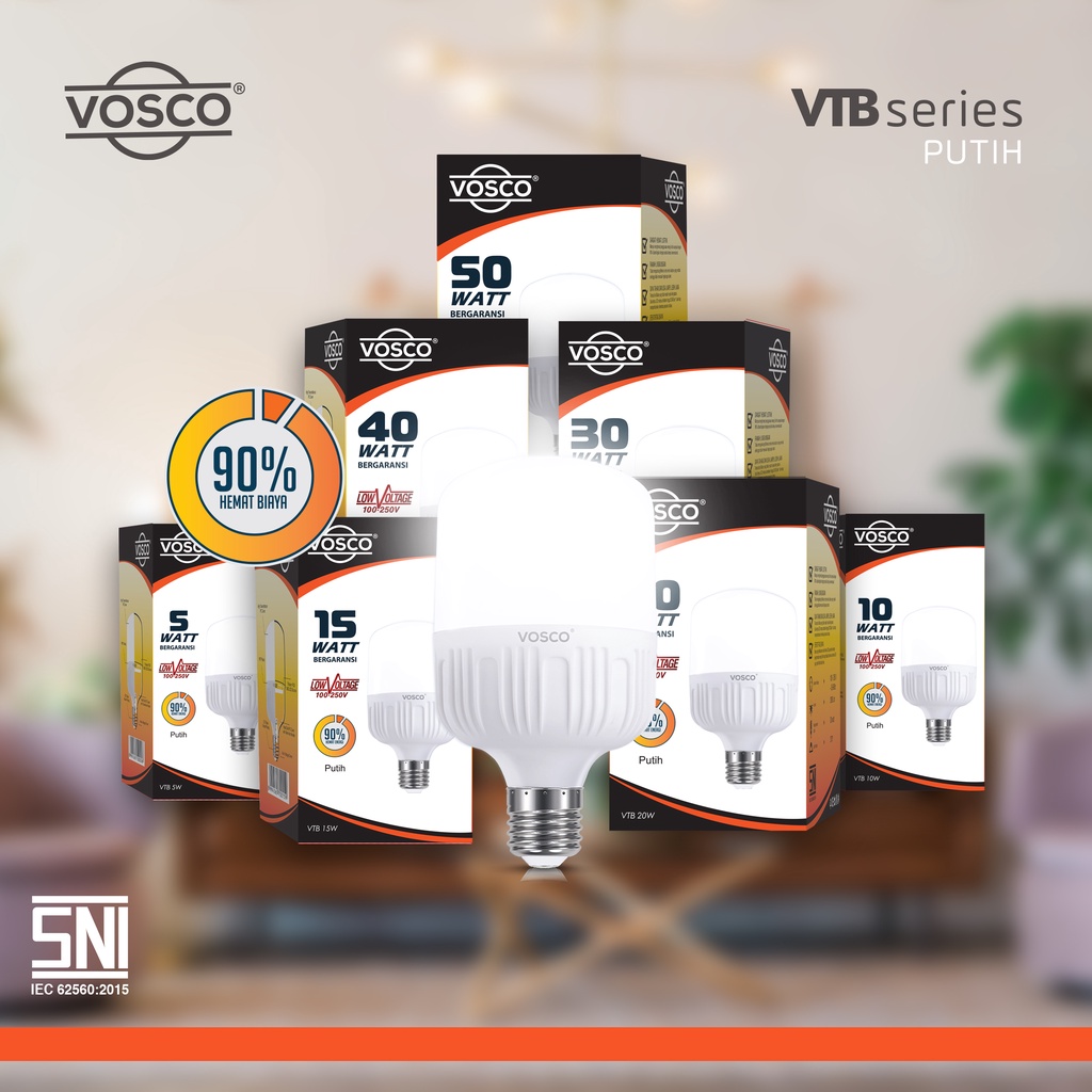 [COD] BOHLAM LAMPU LED T BULB MODEL KAPSUL MERK ORIGINAL VOSCO BERIZIN SNI RESMI ORIGINAL 5 SAMPAI 50 WATT FREE ONGKIR