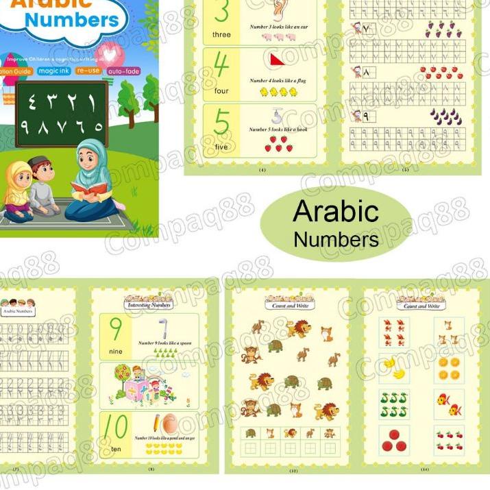 

Terjangkau 1 Set 2 Buku Magic Pratice Book Hijaiyah & Arabic Numbers Buku Belajar Menulis Buku Magic 3D !