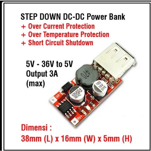 step down 5v 3A dc buck converter dc to dc penurun tegangan 5V usb 3A