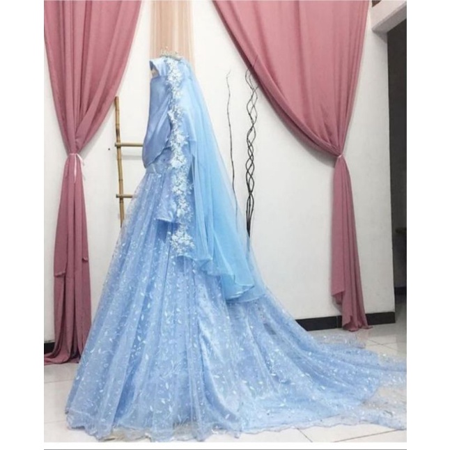 gaun akad/ wedding gown syari/ gaun muslimah