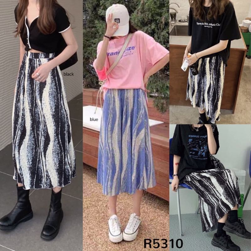 ROK IMPORT MIDI SKIRT ROK PLISKET KOREAN SKIRT ROK SELUTUT ALA KOREA (R5310)