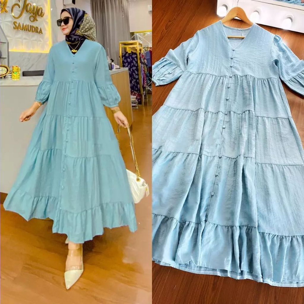 GAMIS MIDI LIVY MIDI DRESS BL KAIN KATUN RAYON LD 105 CM PB 120 CM FULL KANCING ( BUSUI ) GAMIS MIDI DRESS KATUN RAYON / MIDI DRESS TERBARU 2023 KEKINIAN / LONG TUNIK WANITA JUMBO