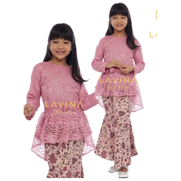 SETELAN KEBAYA AURORA  ANAK USIA 5-13 UKURAN M L XL XXL TAHUN BAHAN BROKAT ROK DUYUNG / SETELAN AURO