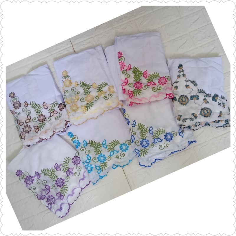 Mukena/Mukenah/ Rukuh Bordir AN-NUR Potongan, stelan. Telengkung Sulam.