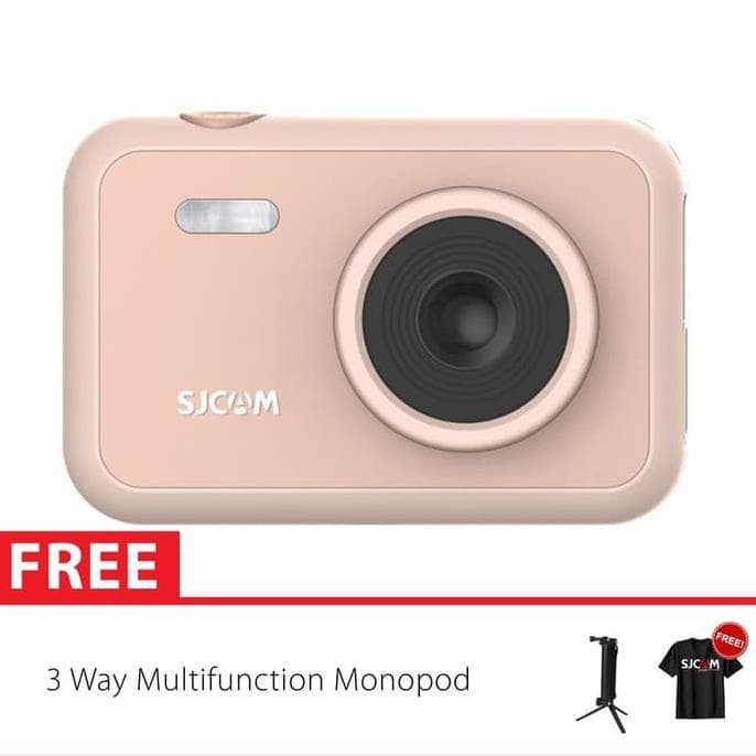 SJCAM FUNCAM KIDS CAMERA kamera mini pocket digital anak-anak kids cam video foto photograph  Inch LCD HD 1080P 3 Way Monopod - Pink