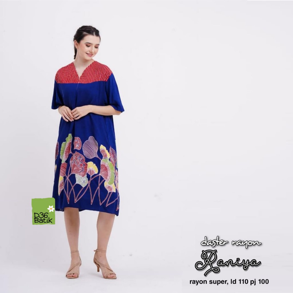 Daster Rayon Raniya Batik Bunga Truntum Jumbo Rayon Santung Santai Casual Home Daster