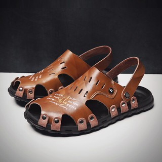 Sepatu Sandal  Pria  Bahan Kulit Asli Kualitas Tinggi  untuk 