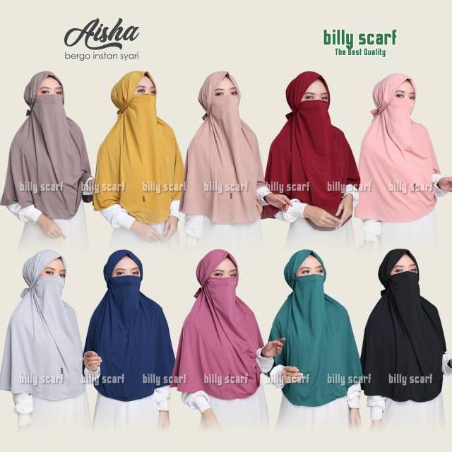 Bergo instan syar'i AISHA by Billy scraf Matt jersy