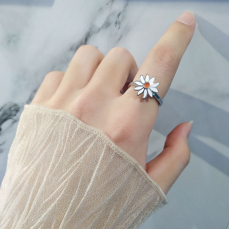 Cincin Fidget Spinner Motif Lebah + Bunga Aksen Kristal Untuk Wanita / Pereda Stress / Cemas / Pertunangan