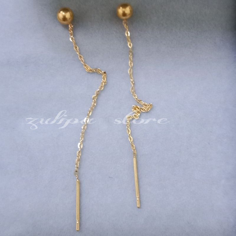 anting juntai bulat emas muda berlapis emas 24k anti karat dan tidak luntur motif terbaru( free surat dan domper)