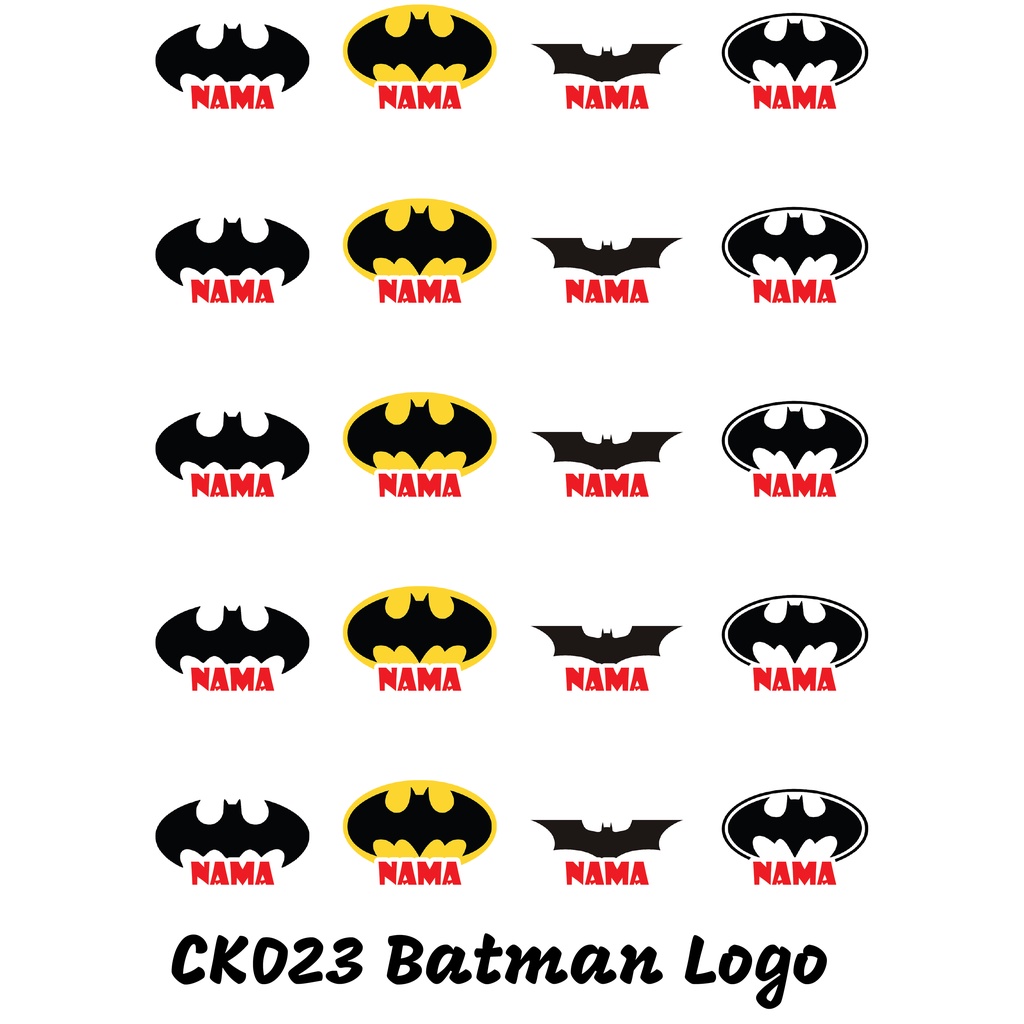 

Sticker Nama Cutting Label Waterproof Tahan Air Batman Logo (CK023)