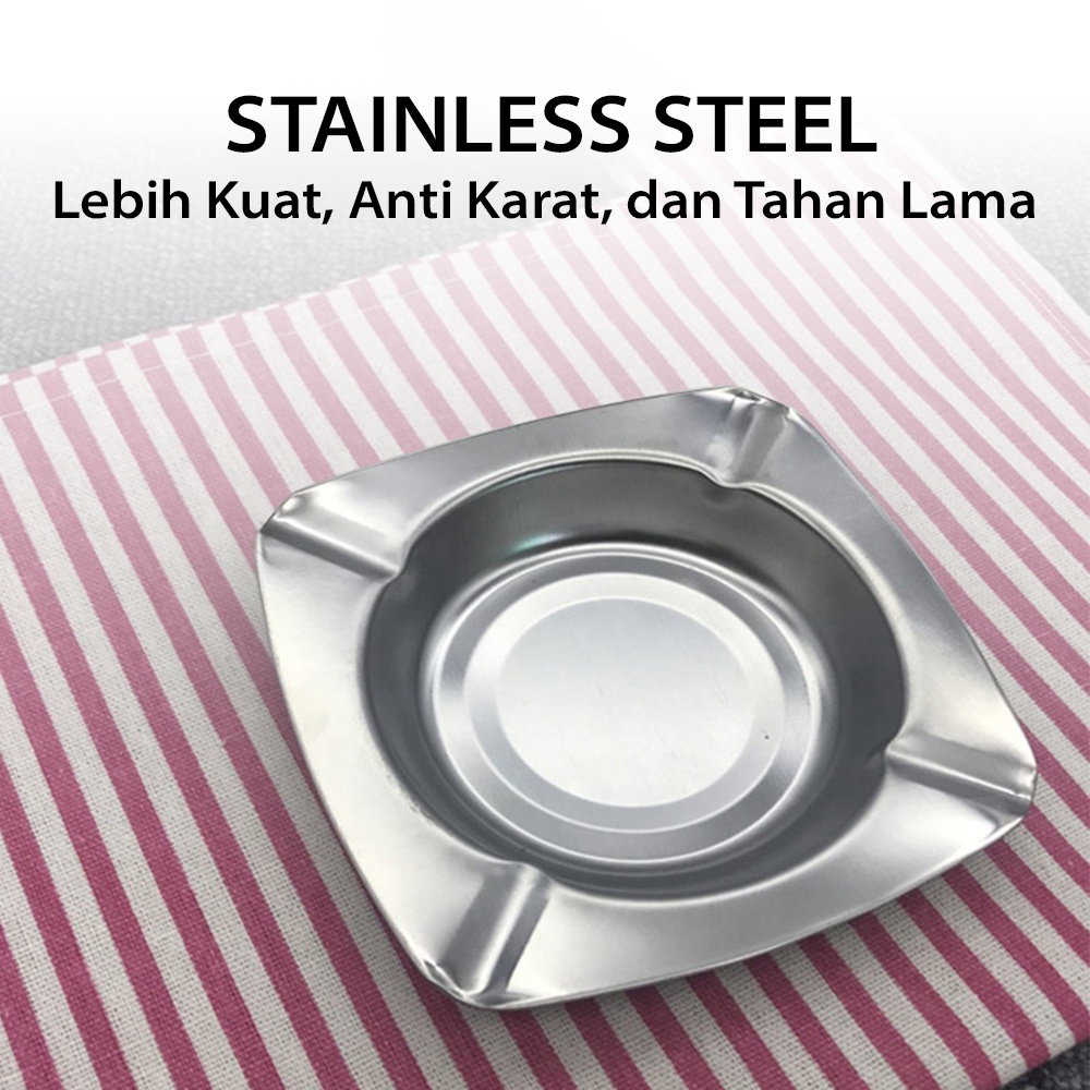 Asbak Rokok Stainless Steel Tebal Tempat Rokok Premium Souvenir