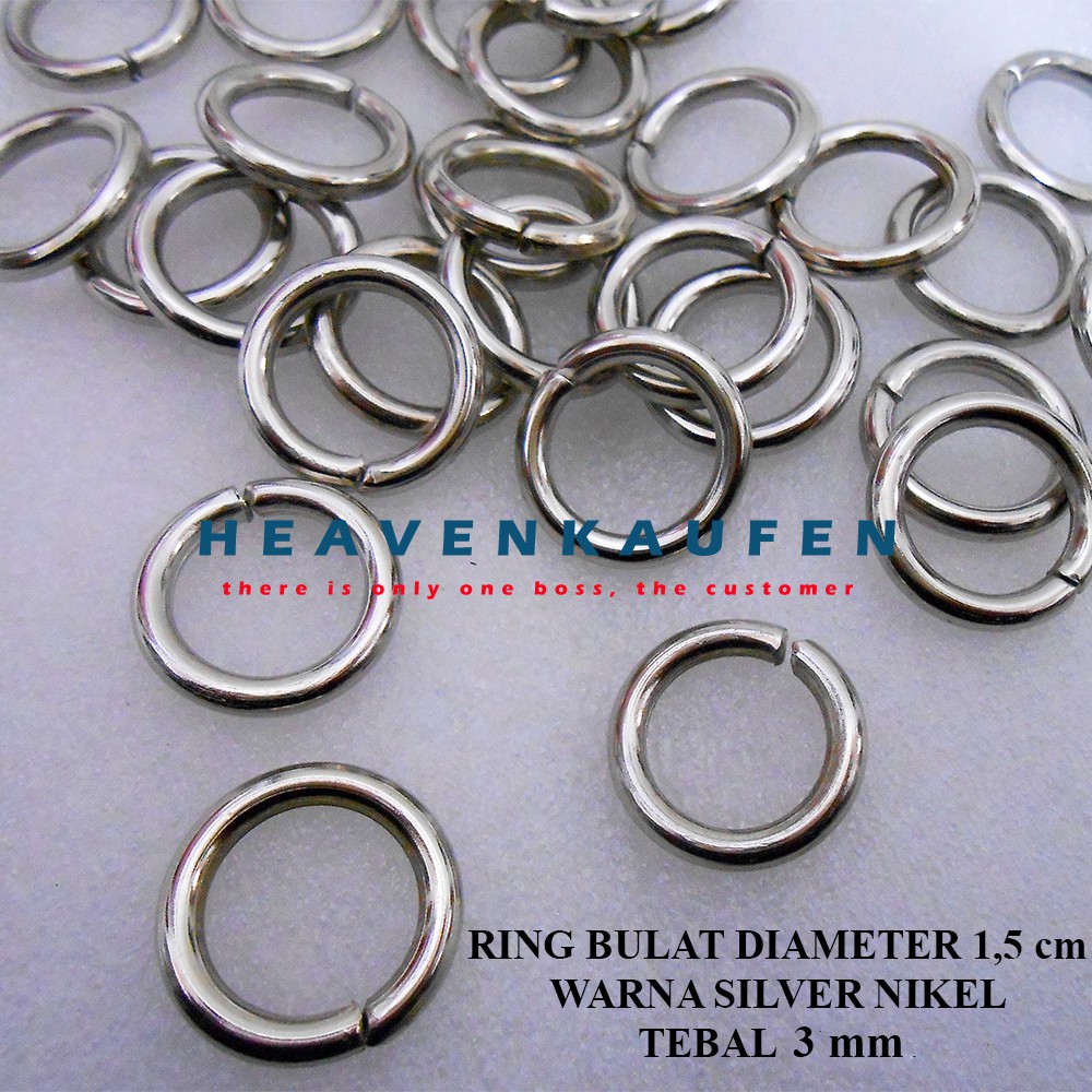 Ring Bulat / Ring O Kecil Diameter Lubang 1,5 cm Tebal 3 mm Silver Nikel