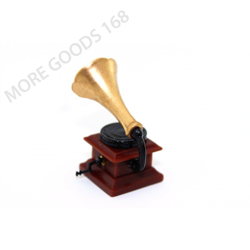 Mini Gramophone Phonograph 1:12 Dollhouse Miniature Accessory Decor Untuk Anak