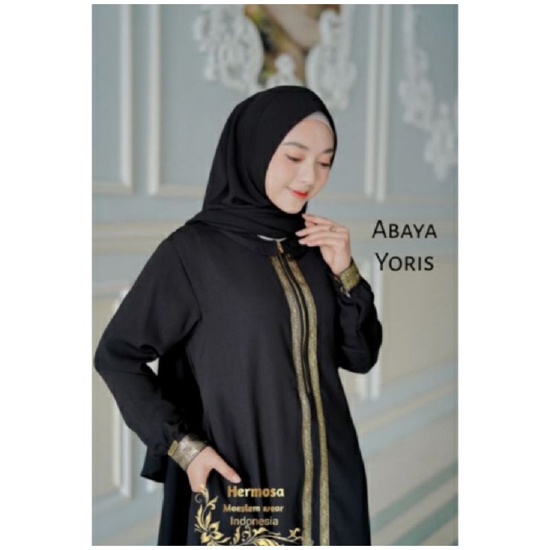 GAMIS ABAYA HERMOSA SYAR'I BLACK GOLD | GAMIS SERAGAM | ABAYA BLACK | ELEGANT