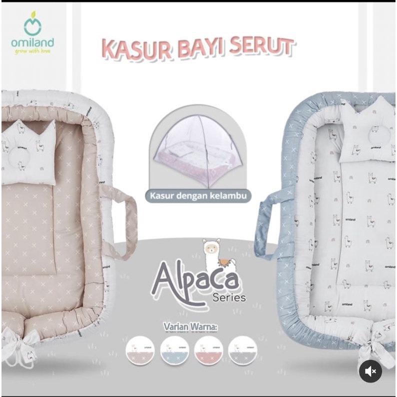 Omiland Kasur Bayi Serut + Kelambu Kojong Bisa Dilepas Alpaca Sailor Series