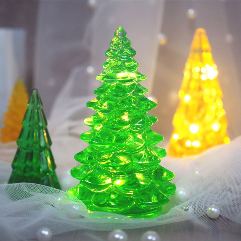 SIY  3D Christmas Tree Silicone Epoxy Resin Mold Multi Colored Fairy Night Lights LED Vase Base Light Christmas Tree DIY Mold