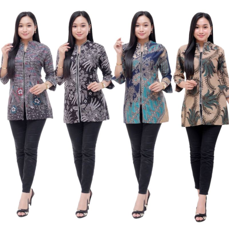 Blues Batik atasan wanita size m l xl xxl