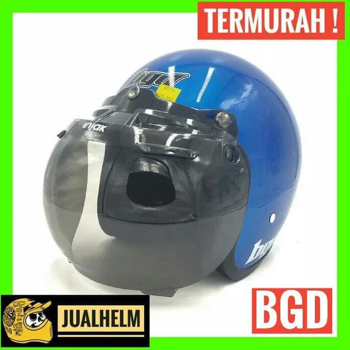 BEST QUALITY HELM RETRO BGD BLUE GLOSSY + KACA / HELM BOGO / HELM CLASSIC KORTING