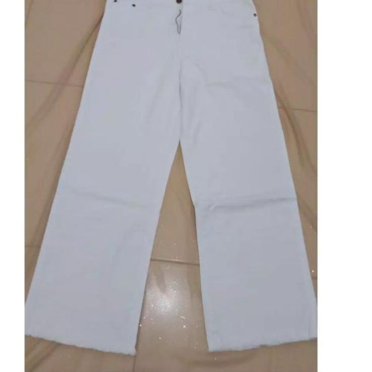 BLL.02Jl22a - HIGH WAIST KULOT JEANS RAWIS HITAM DAN PUTIH//FREE BELT