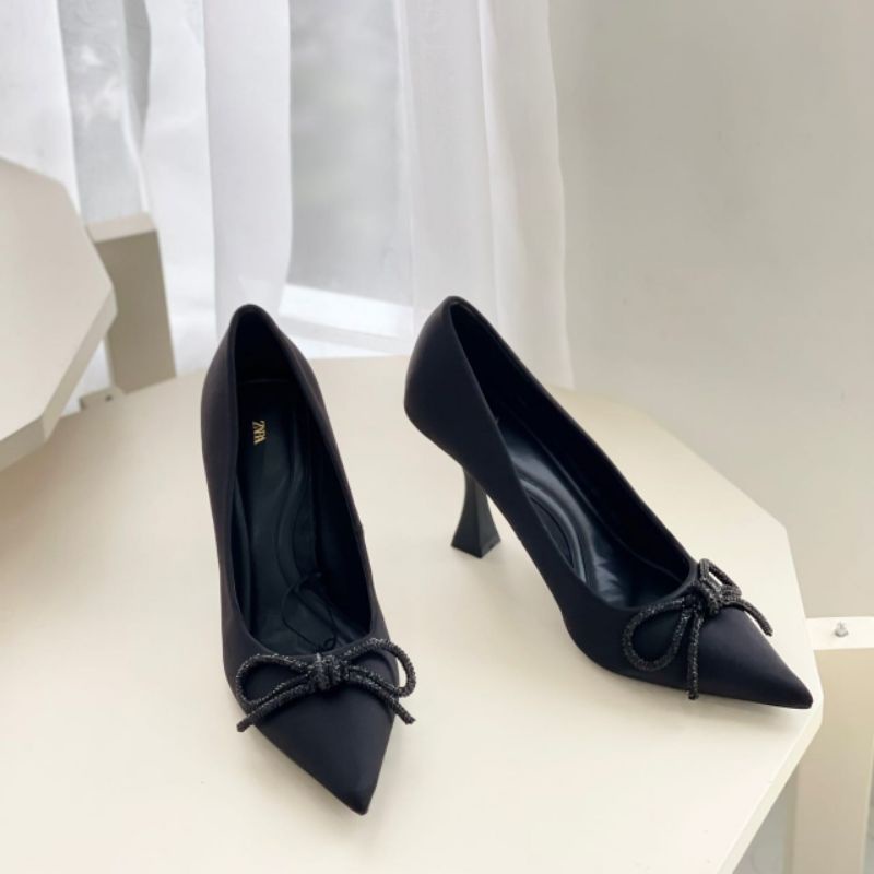 PROMO SALE Shoes Zara Heels 9 cm Black sepatu sandal pesta hitam