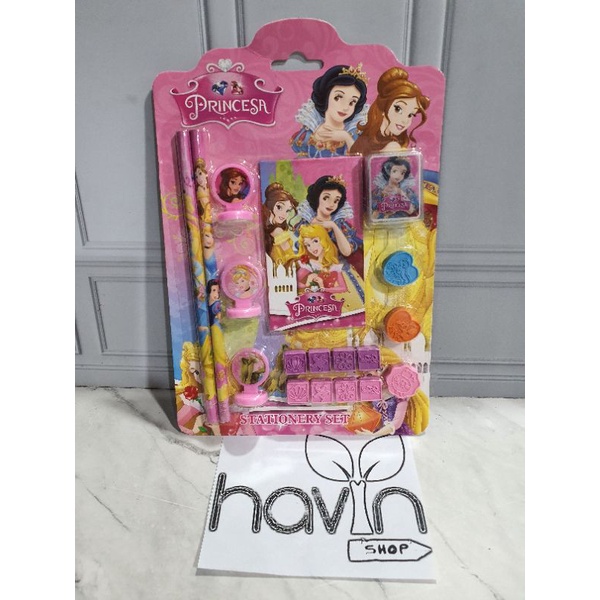 paket alat tulis/stationery set/study set ada CAP dan ROLLER stampel-PRINCESS CAP