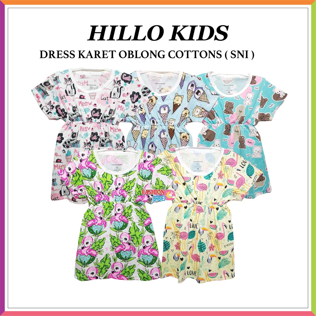 ❤ Fashionbabies ❤ HILLO KIDS COTTON DRESS | DRESS KARET OBLONG KATUN ANAK 1-5 TH