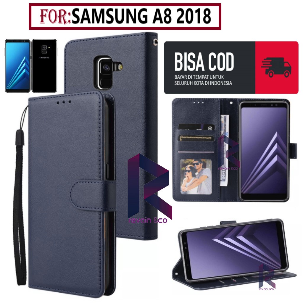 FLIP COVER SAMSUNG A8 2018 FLIP WALLET LEATHER KULIT PREMIUM SARUNG BUKA TUTUP FLIP CASE SAMSUNG A8 2018