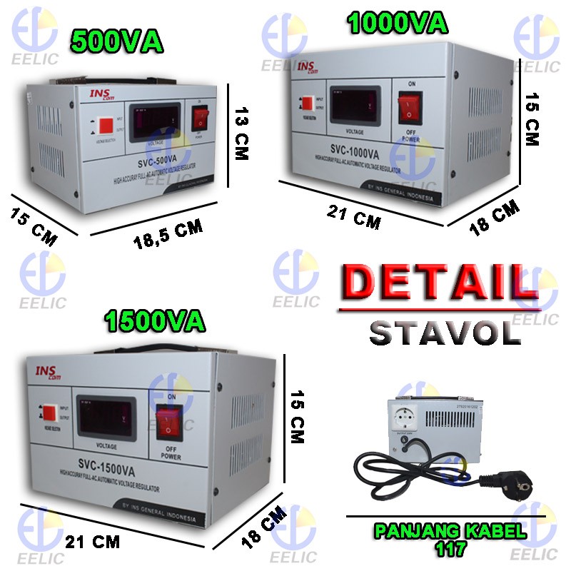 EELIC SVC-I1000VA Contact Voltage Regulator Layar Panel 1000 Watt