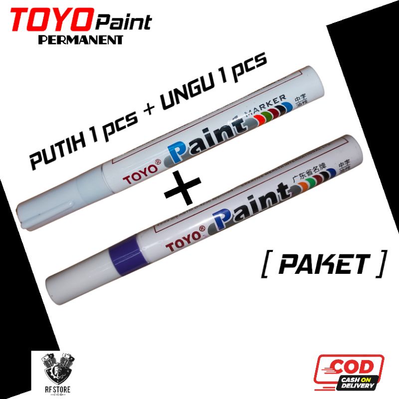 

spidol permanen Toyo paint/ paket warna PUTIH dan UNGU/ sepaket/ spidol permanen/ Spidol serbaguna/ RF Store