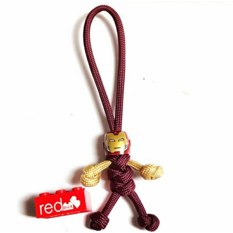 Gantungan Kunci / Bagcharm LEGO Iron Man Helmet Paracord Buddy