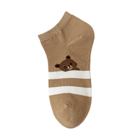 MURMURE.ID | KAOS KAKI WANITA MOTIF KARAKTER CUTE KAOS KAKI PENDEK MOTIF SEMATA KAKI IMPORT MURAH-BEAR - 2 STRIPE
