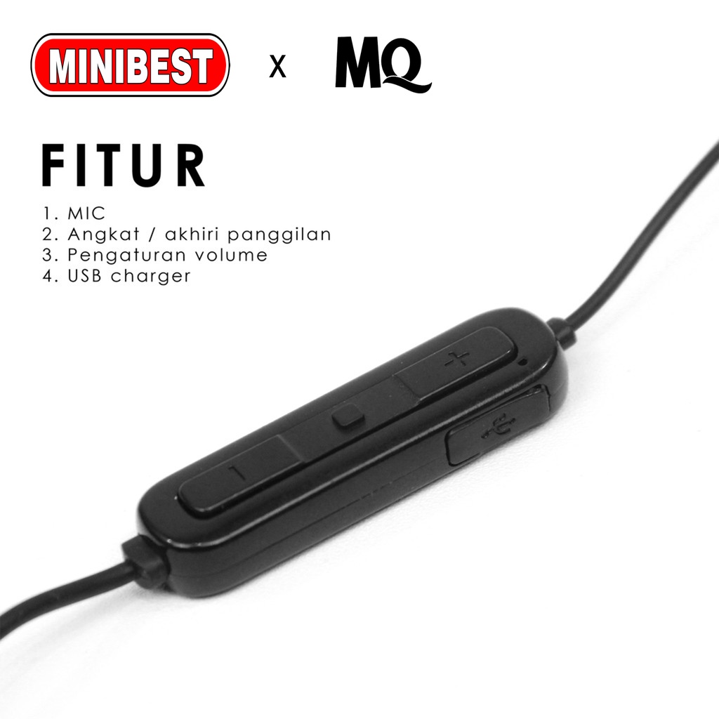 [MB] Wireless Headset MQ-M1 Bluetooth Wireless Earphone Bass Original Garansi 1 Tahun