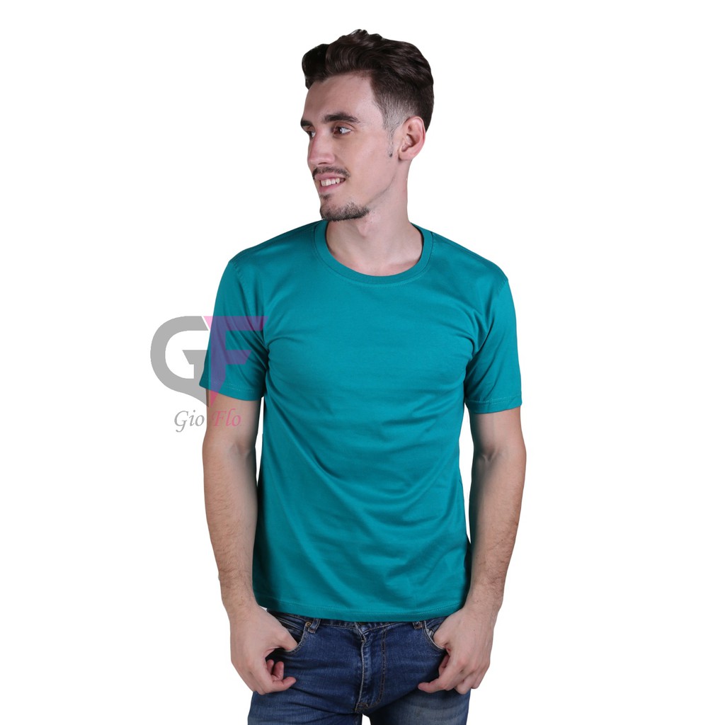 GIOFLO Kaos Santai T Shirt Lengan Pendek Hijau Tosca / PLS 19
