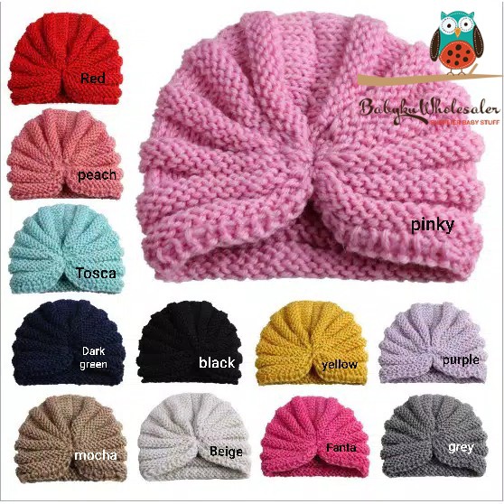 Topi kupluk anak bahan rajut / Turban rajut anak