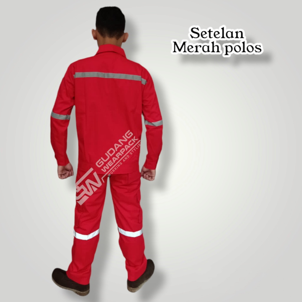 SETELAN Wearpack MERAH POLOS (setelan standar)