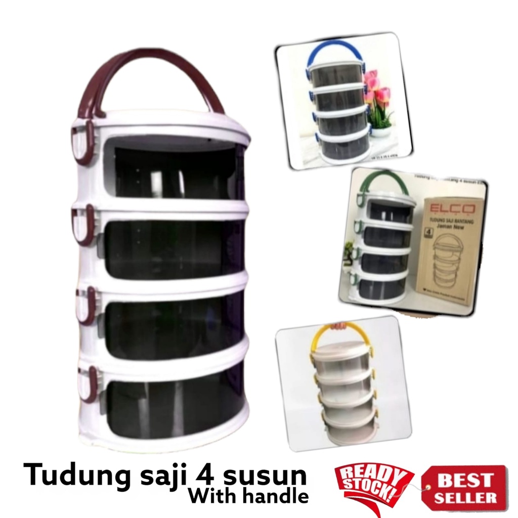 BELLA - BELLA- ELCO TUDUNG SAJI FOOD STORAGE 4 SUSUN WITH HANDLE HANDLING | TEMPAT PENYIMPANAN MAKANAN PRAKTIS DIBAWA TRAVELING