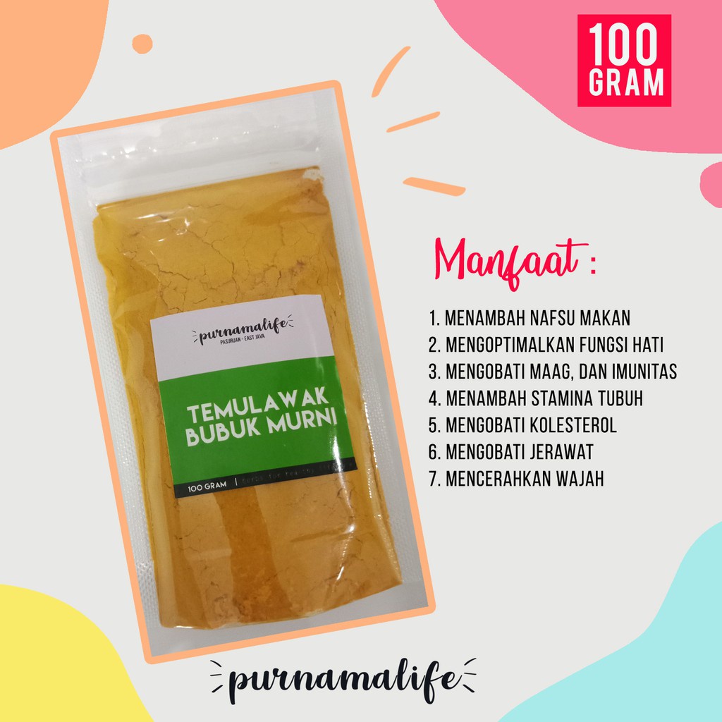 

Purnamalife Java Turmeric Extract powder 100g (Temulawak bubuk murni original teh herbal gemuk sehat