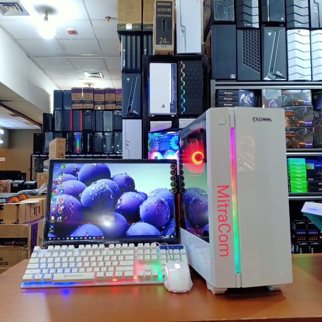 Pc gaming editing core i5 lengkap monitor 19 inch siap pakai