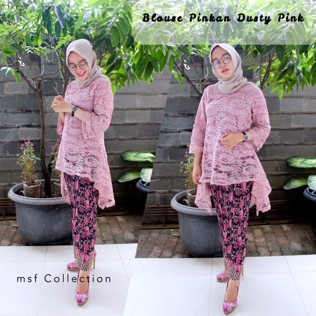 Blouse Pinkan Dusty Pink/ Blouse Brukat/kondangan