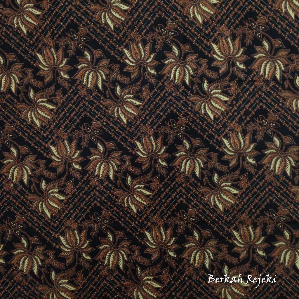 Promo Terbaru Kain Katun Motif Zig Zag Daun Hitam Batik Berkah Rejeki
