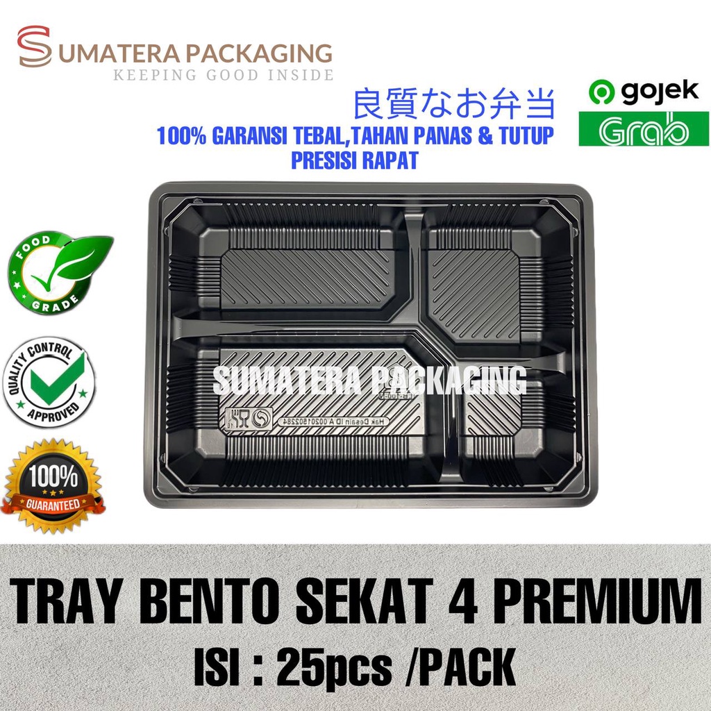 BENTO BOX MIKA TRAY BENTO SEKAT 4 JAPAN PREMIUM QUALITY ISI 25PCS TEBAL KUAT MEDAN