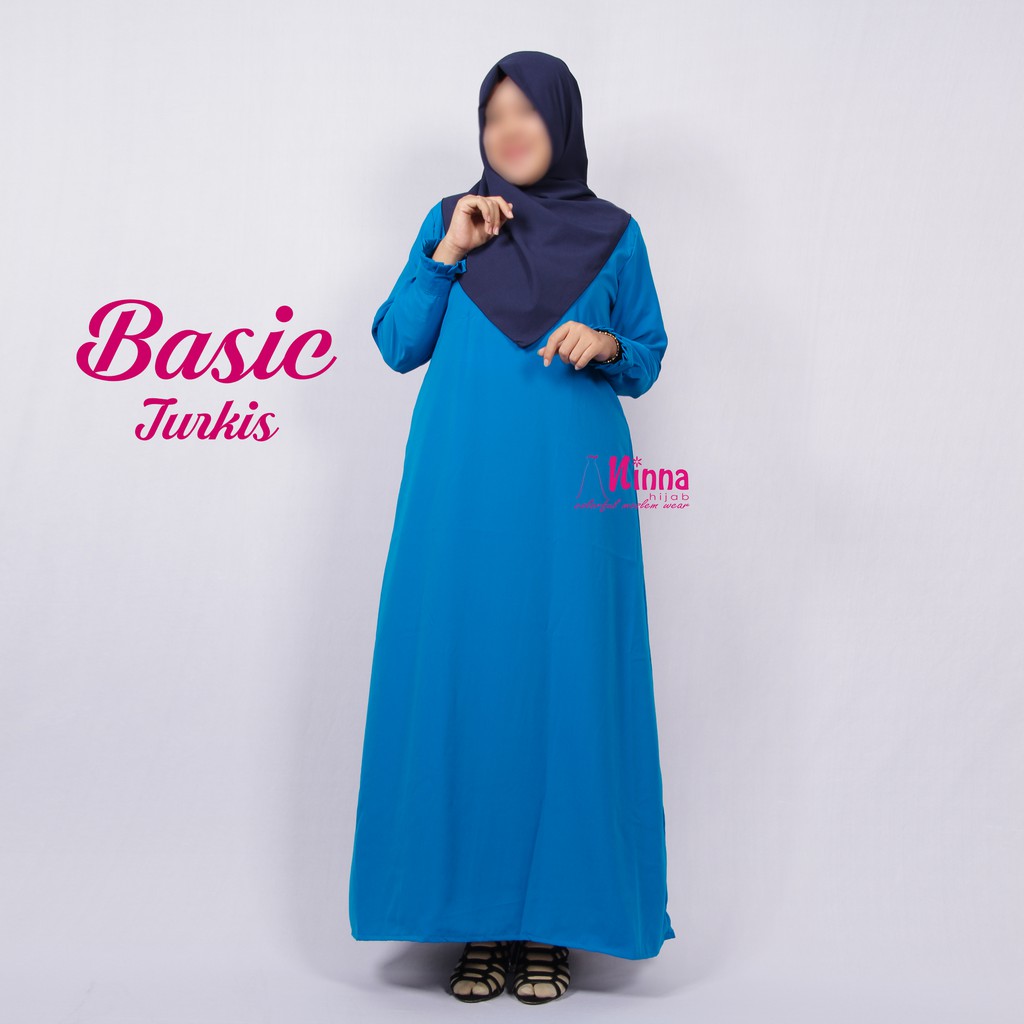 Gamis polos warna Biru Turkish  Turkis Light Blue dress 