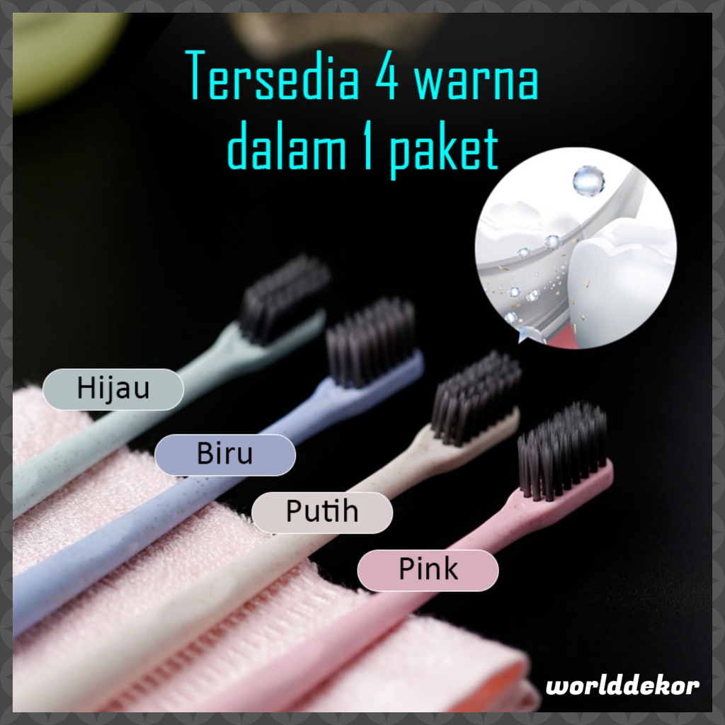 Sikat Gigi Charcoal Eco-Friendly Charcoal Toothbrush Praktis WD